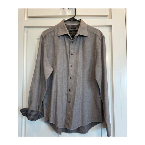 Jos A Bank Reserve  brown patterned dress shirt Large - Picture 1 of 10